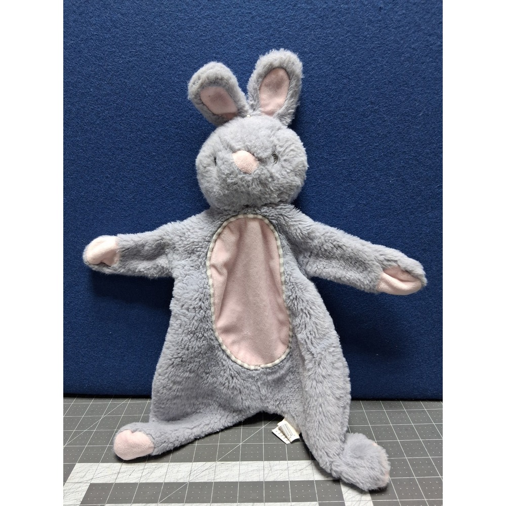 Kellytoy Plush Bunny Grey Pink Flat‎ Lovey Crinkle Animal 8490 2